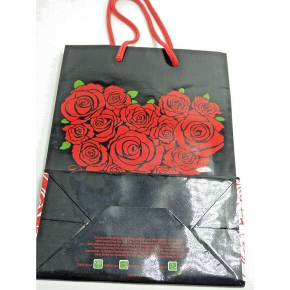 Brighton Gift Bag Black Red Rose Heart Paper Rope Handles Valentine Gift - Picture 3 of 5